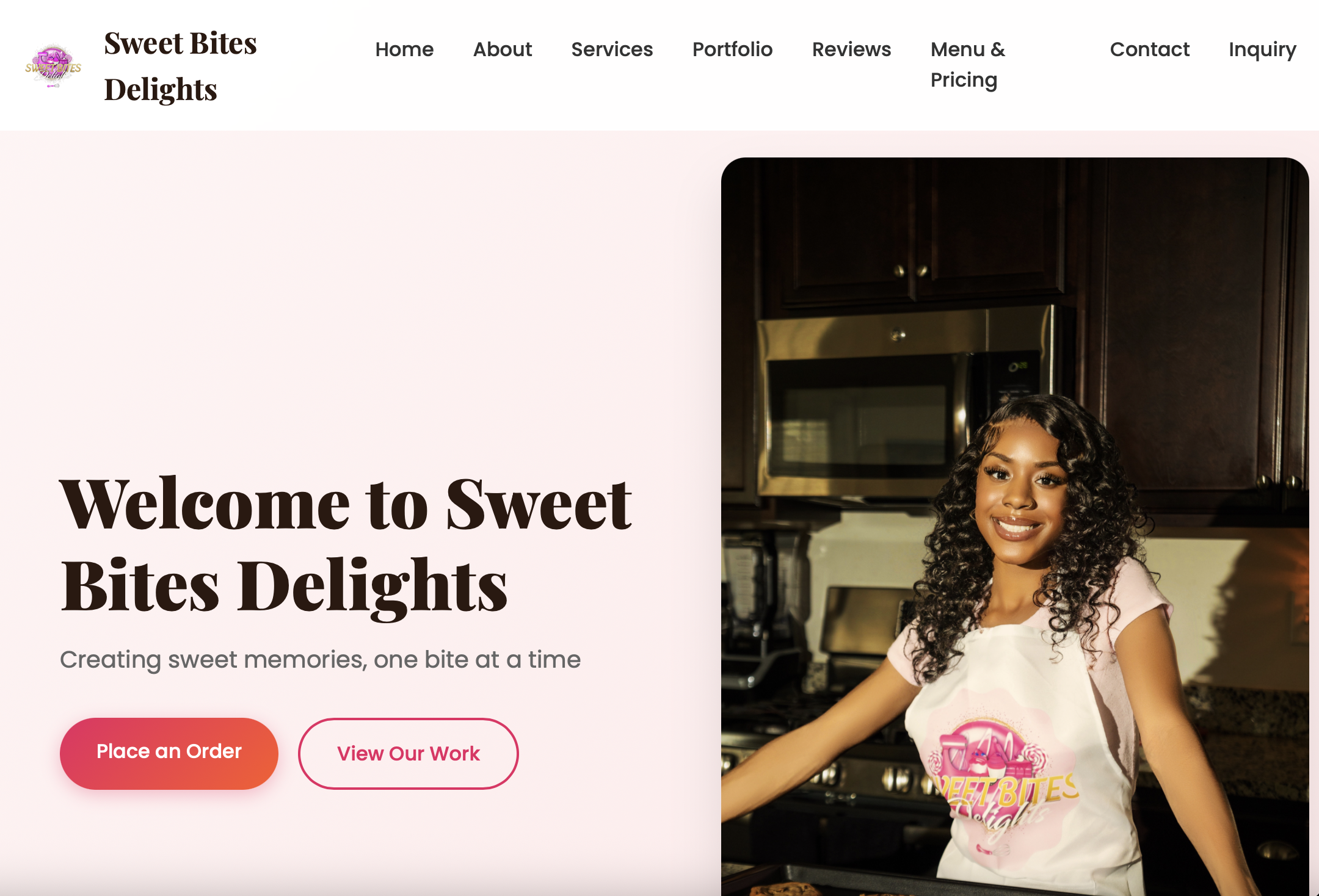 Bakery website on desktop