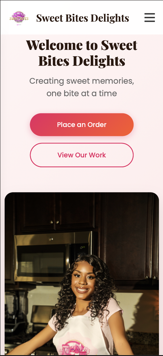 Bakery website on mobile